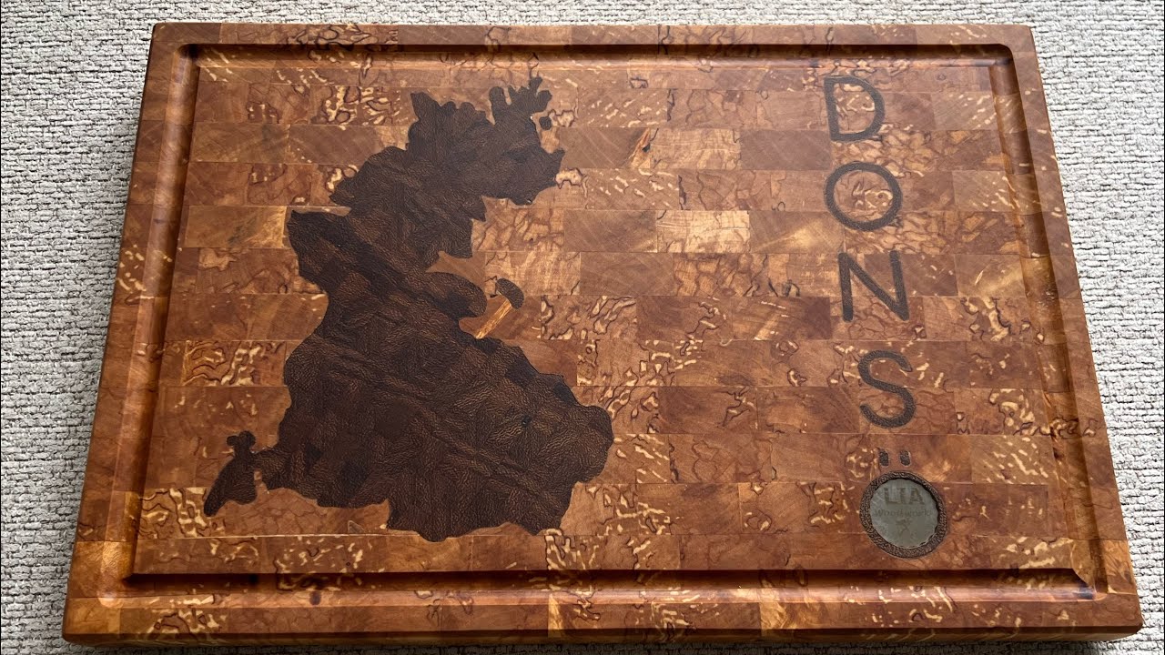 End grain cutting board with inlay, NO cnc