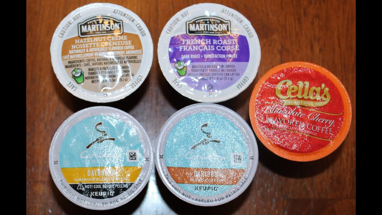 Coffee Martinson Hazelnut & French Roast, Caribou Daybreak & Caribou Blend, Cella’s Chocolate Cherry