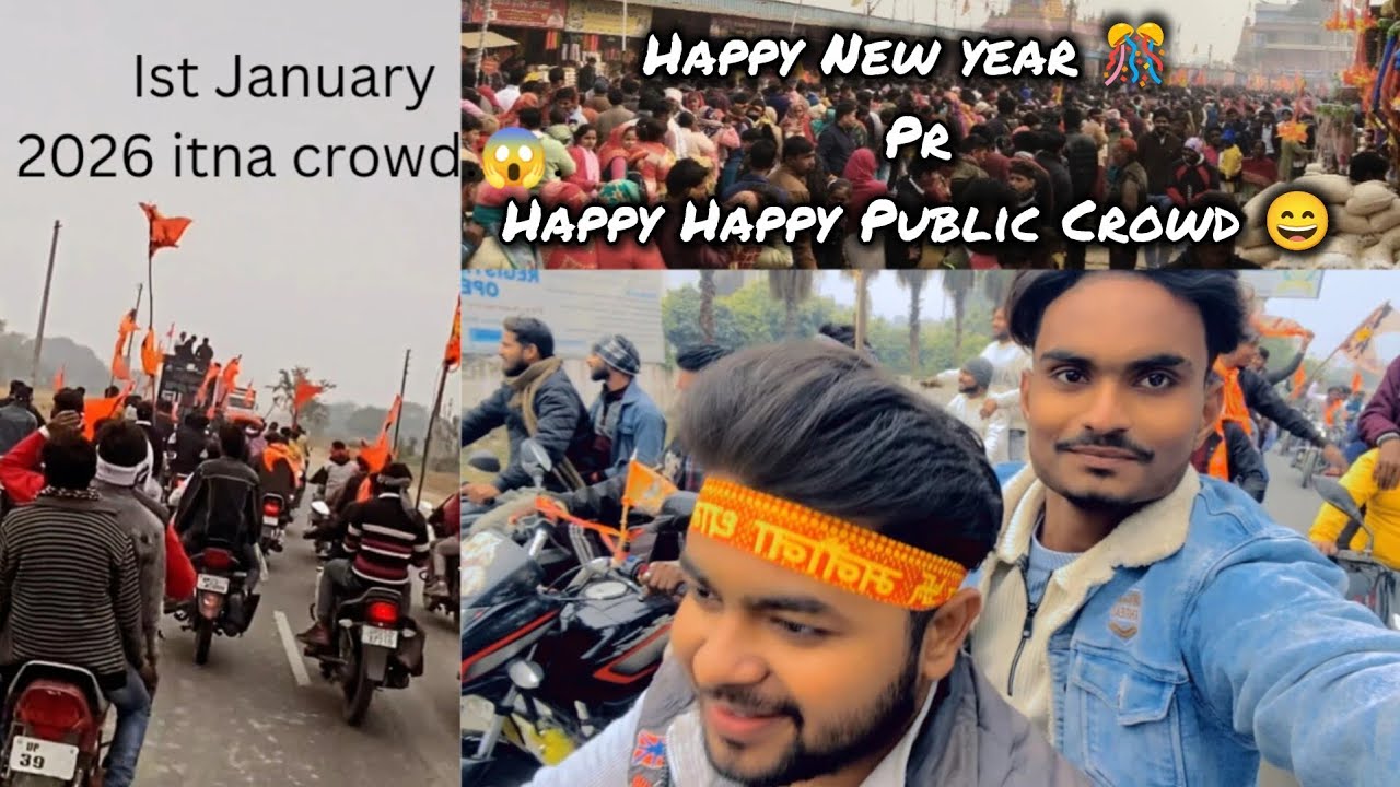 New year pr Happy Happy Public.. crowd ✨😱 #jaishreeram #bajrangdal #2026 #newyear 