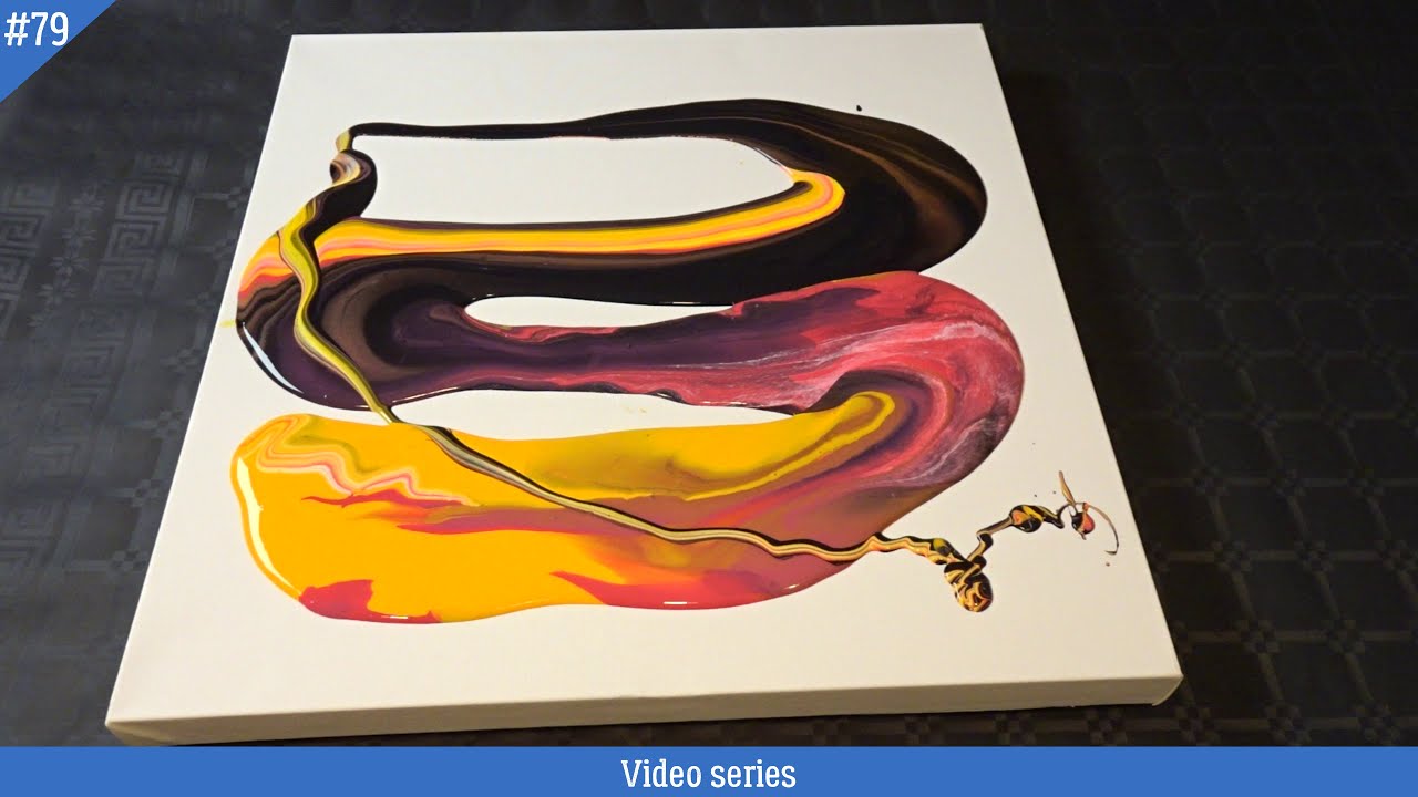 Acrylic fluid art Painting, No pouring medium no silicone-oil, olny water added to the paints and