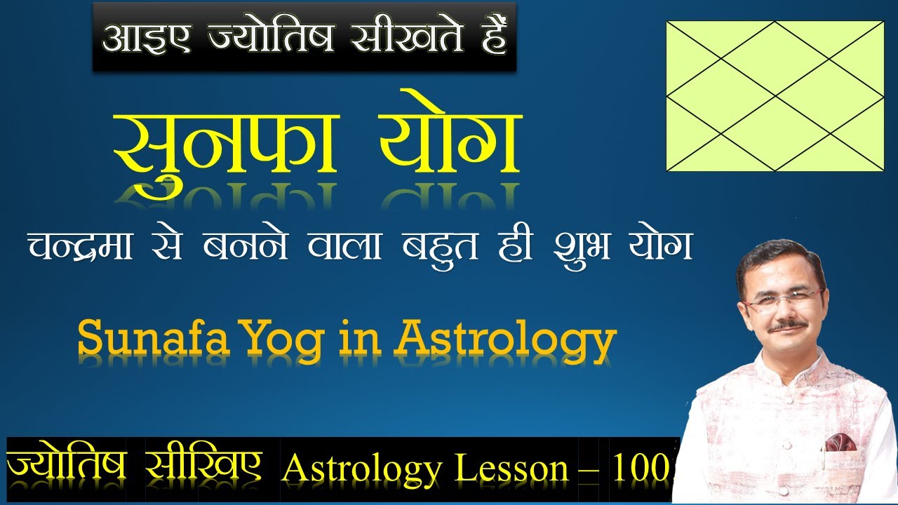 सुनफा योग - चन्द्रमा से बनने वाला बहुत ही शुभ योग || Sunafa Yog and its effect in Astrology lec.-100
