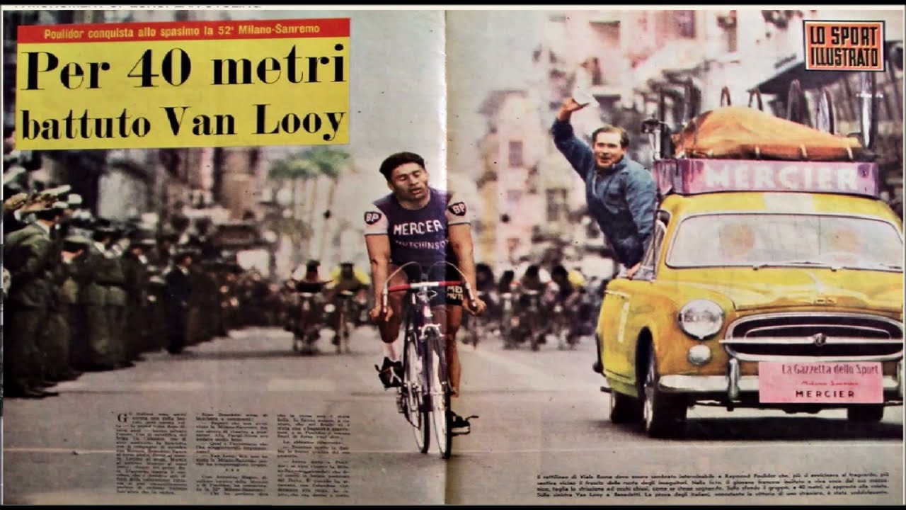 Milan San Remo 1961 - l'attaque victorieuse de Raymond Poulidor dans le Poggio