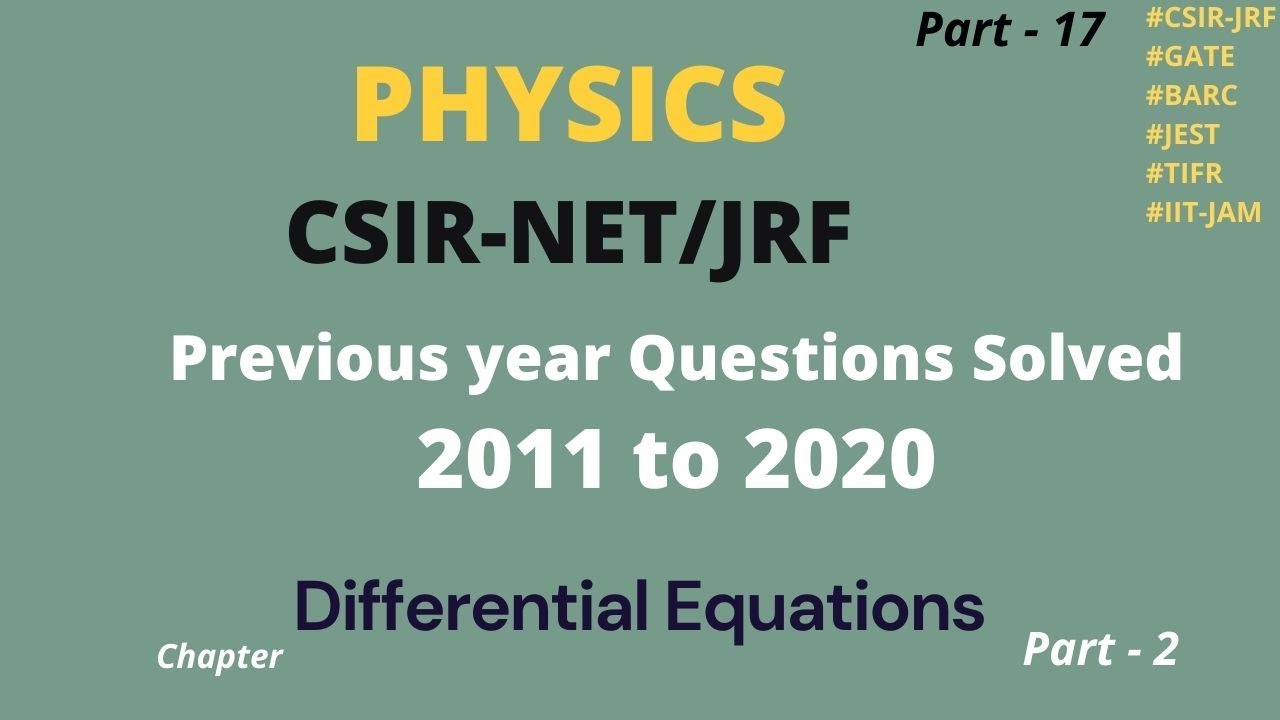 csir net jrf previous year solved questions physical sciences | differential equations part 2