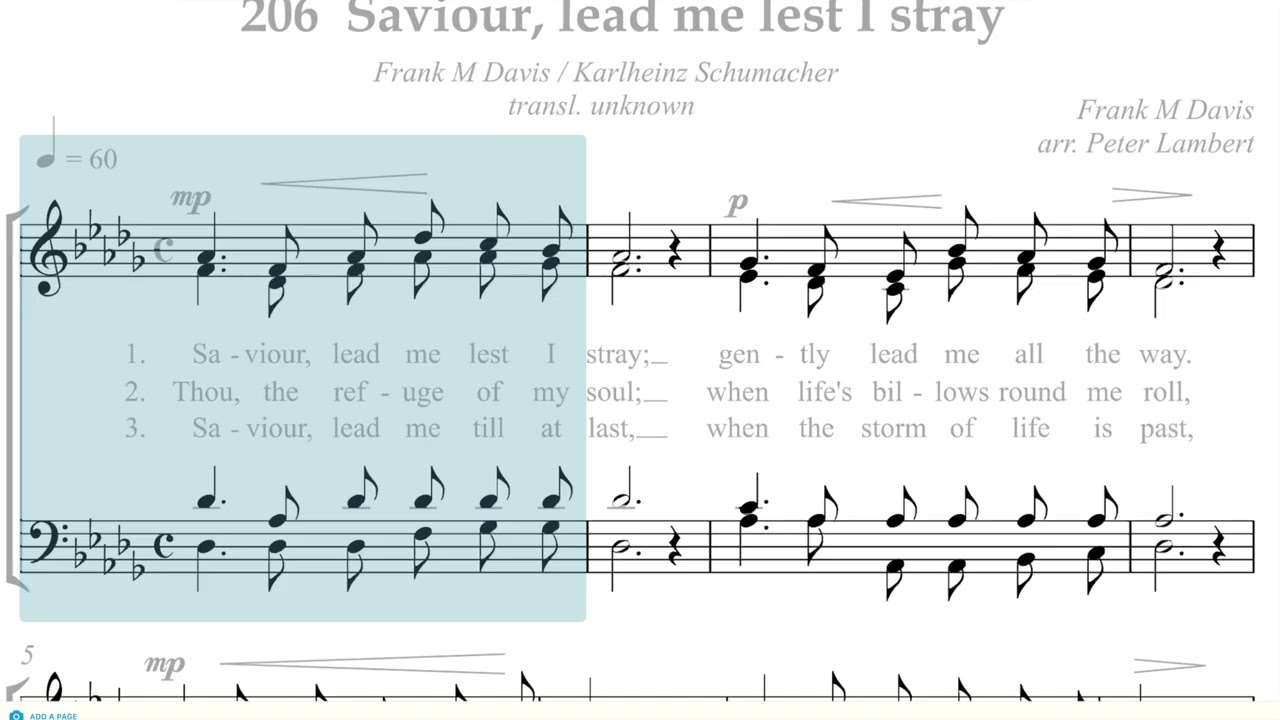 Hymn Collection 206   Saviour lead me lest i stray