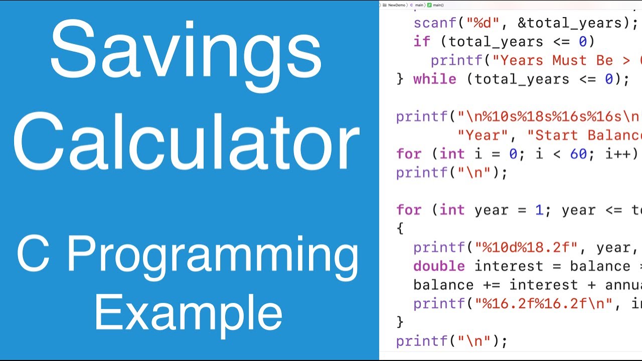 Savings Calculator With A Yearly Investment Returns Table | C Programming Example