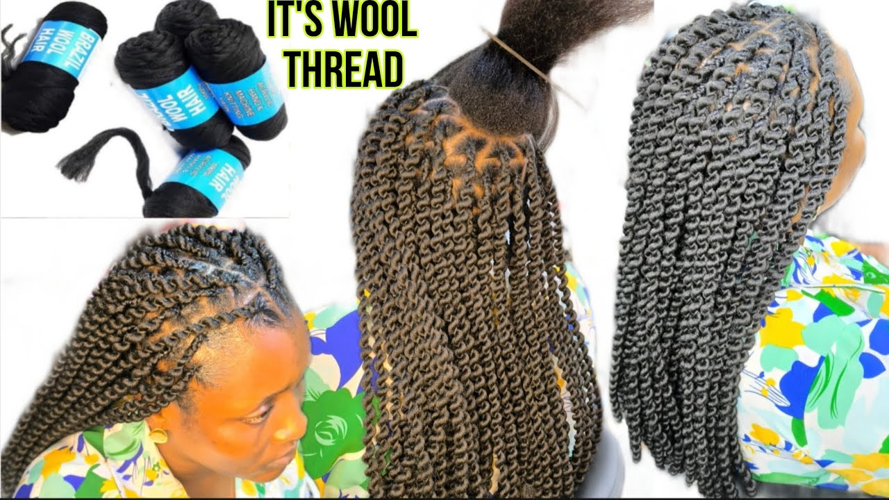Viral Twist With Brazilian Wool On Short Hair #hairstyles #braids #twist #viralvideo 