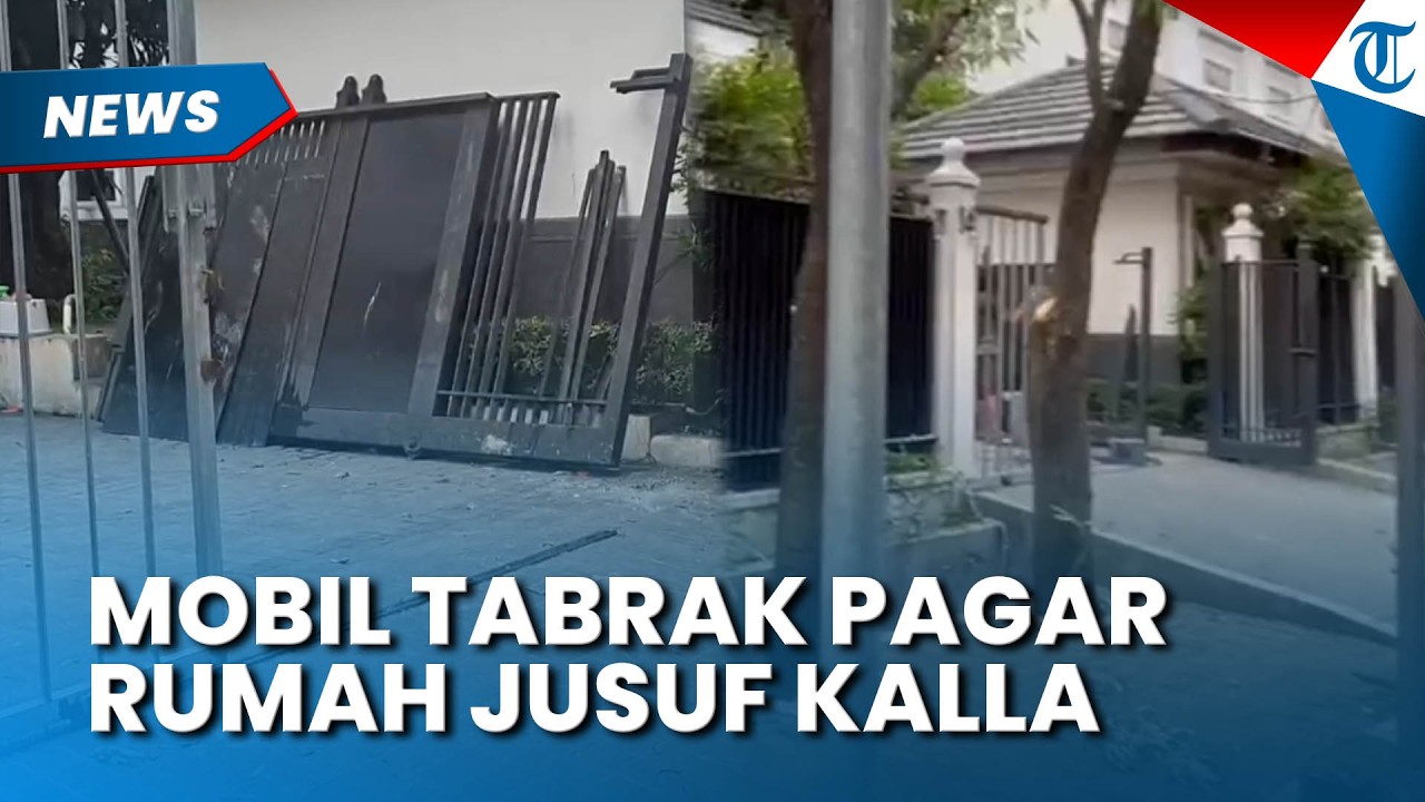 MOBIL TABRAK Pagar Rumah Jusuf Kalla di Kebayoran Baru Jakarta Selatan, Pengemudi Diduga Mengantuk