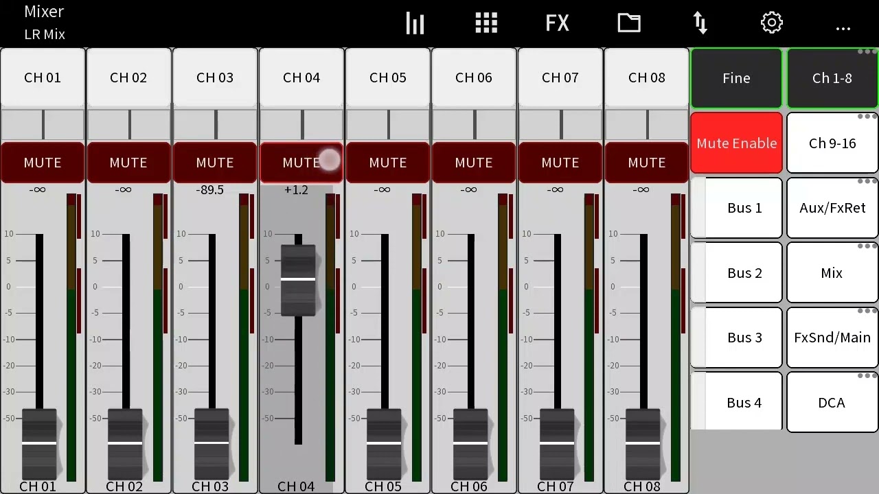 Configurações iniciais do aplicativo Mixing Station para operação segura XR12/XR16/X18 e SoundCraft