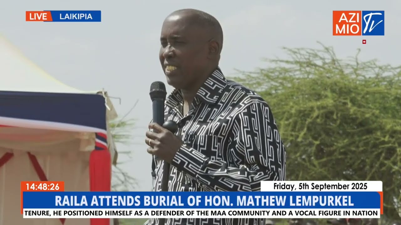 Kajiado Governor Lenku EMOTIONAL tribute to the late MP Mathew Lempurkel during burial in Laikipia