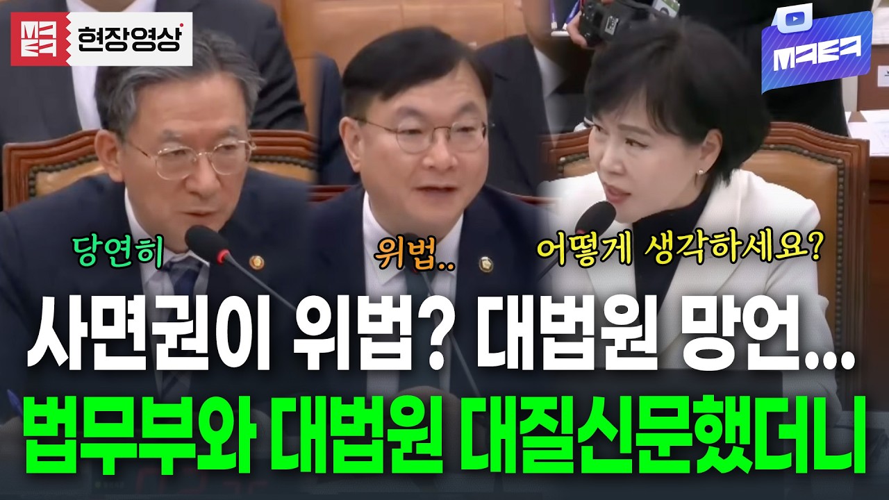 대통령 사면권 관련 법무부와 법원행정처에 대질신문하는 전현희... '충격 답변'