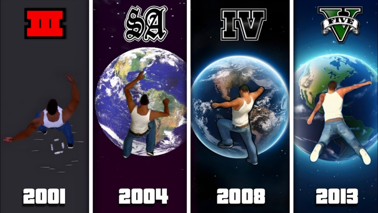 CJ Falling FROM SPACE in All GTA Games! (GTA 3 → GTA 5)