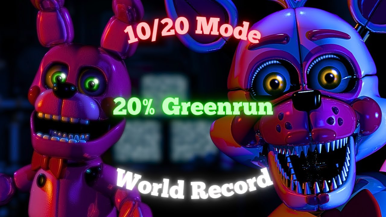 (Console World Record) FNaF: SL - 10/20 Mode 20% Greenrun