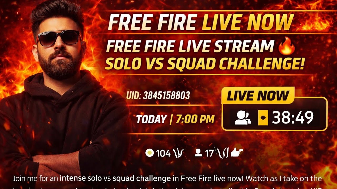 FREE FIRE LIVE 🔴 | 1v4 CLUTCH KING 😈 | Solo vs Squad Challenge | Custom Room OPEN | UID 3844158803