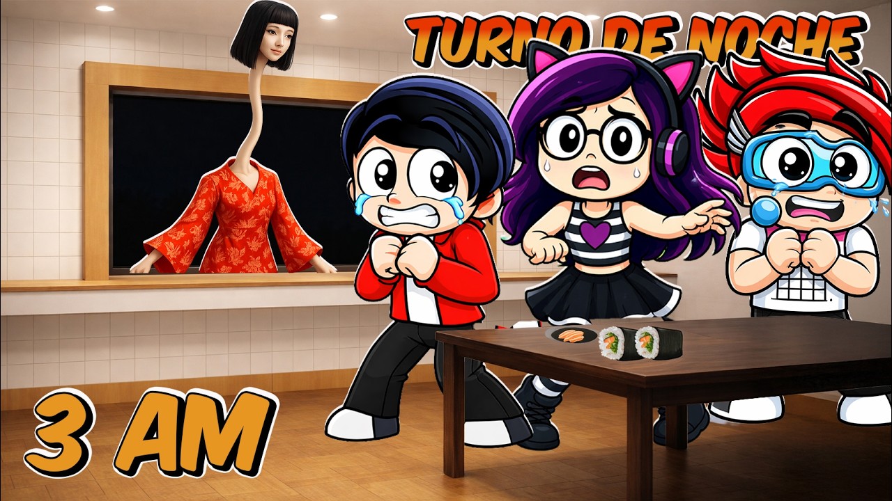 SOBREVIVIMOS al TURNO de NOCHE a las 3AM VENDINDO SUSHI en ROBLOX | Kori