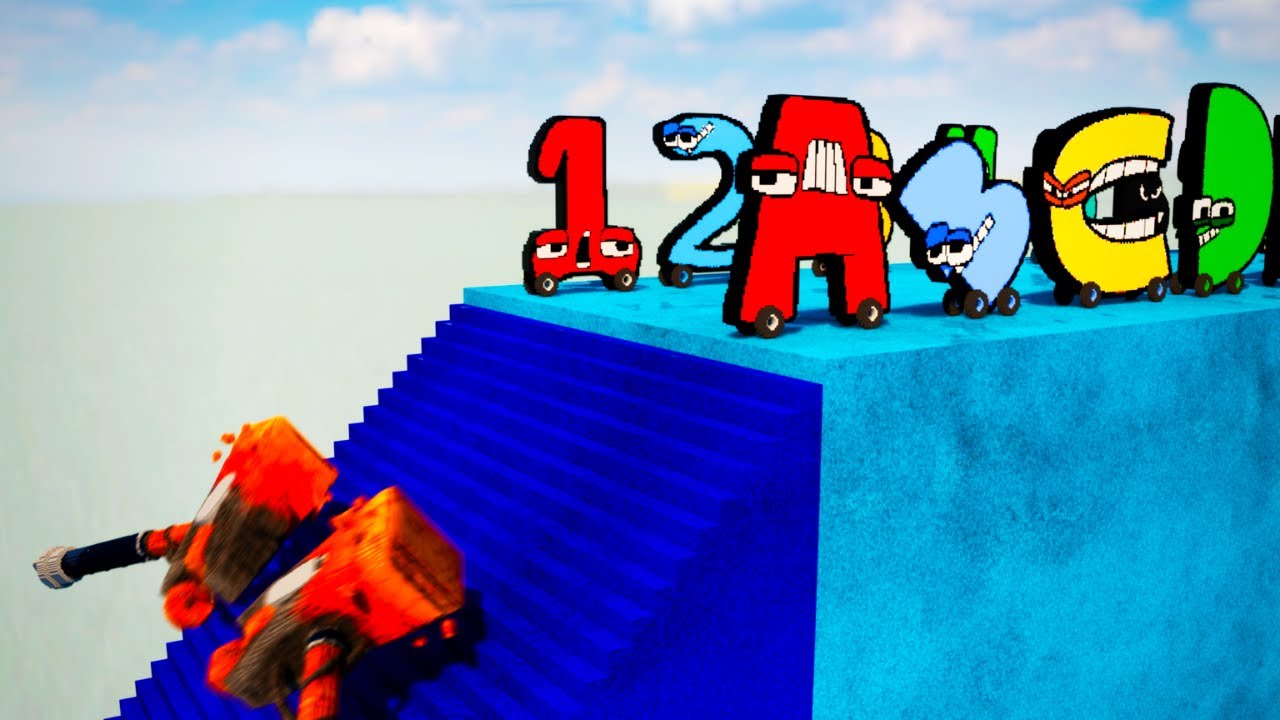 Alphabet & Number Lore vs MASSIVE STAIRS in MULTIPLAYER Teardown