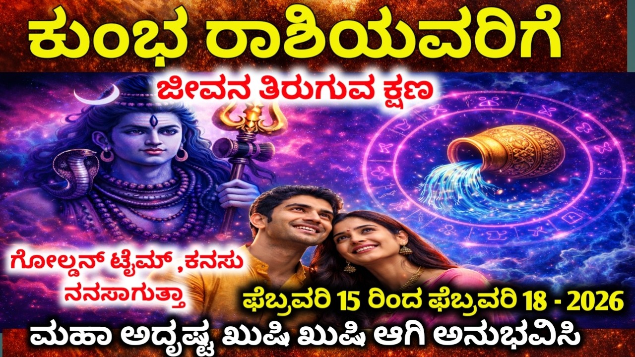 ಕುಂಭ ರಾಶಿ :  ಫೆಬ್ರವರಿ 14-17 ಮಹಾ ತಿರುವು! 100% ಜೀವನ ಬದಲಾವಣೆ | Kumbha Rashi 2026