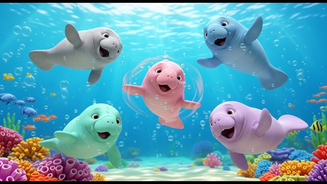 Five Little Manatees Float Float Float | Peaceful Ocean Song & Counting Rhyme