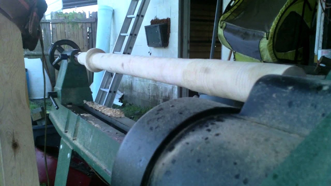Making a wooden sword on a lathe :-).  SethsstickS.com