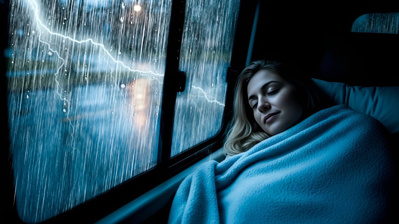 Stop Overthinking Tonight with Heavy Rain & Thunder on Car Roof at Night 🌧️🚗⚡