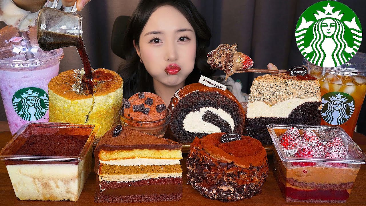 Десерт Старбакс🍫 Шоколадный Торт & Тирамису АСМР МукбангㅣStarbucks Dessert Chocolate Cake