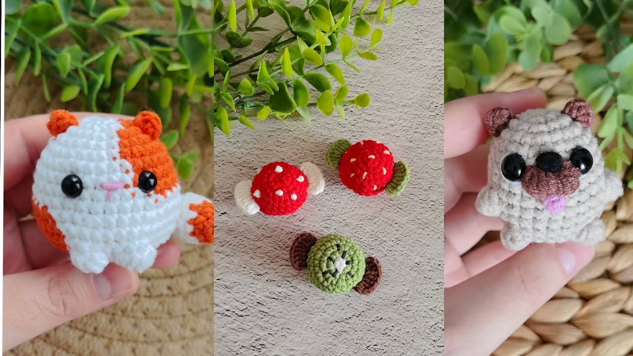 Брелки из полухлопка: котики, мопсики, конфетки