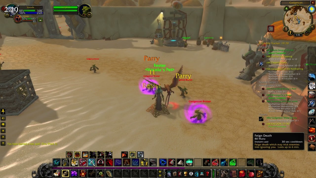 Getting killed by neutral guards in Gadgetzan because I used Growl (Hardcore WoW)