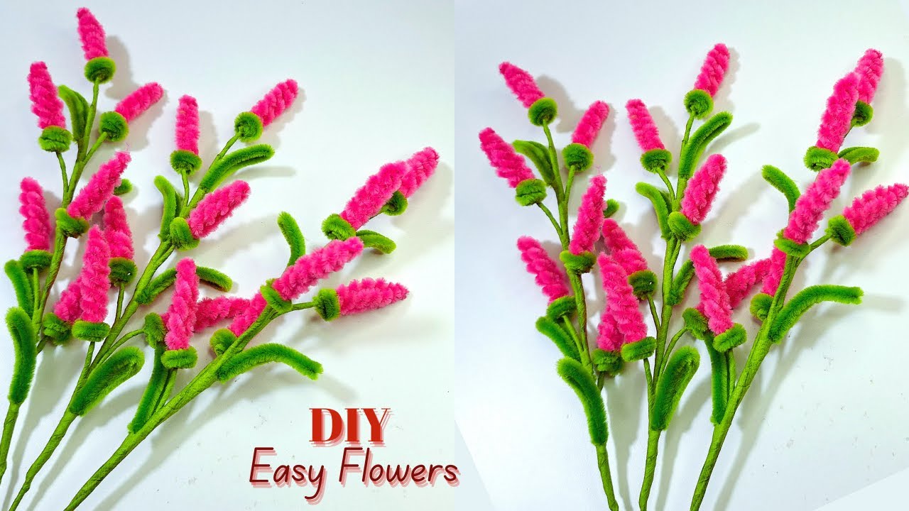 DIY Pipe Cleaner Pink Spike Flowers | Easy Filler Stems Tutorial 🌸