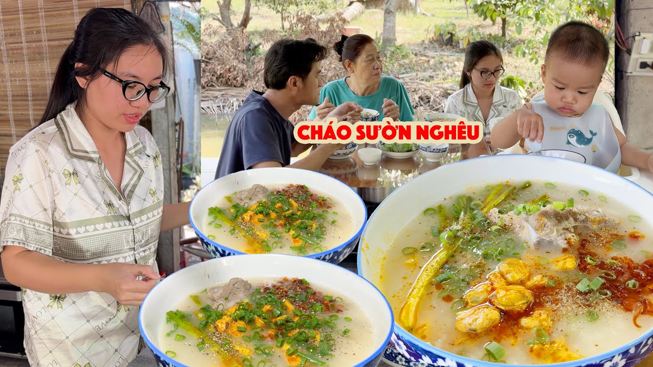 Cả Nhà 3 Thế Hệ Lần Đầu Nấu Và Ăn Thử Cháo Sườn Nghêu Hội An