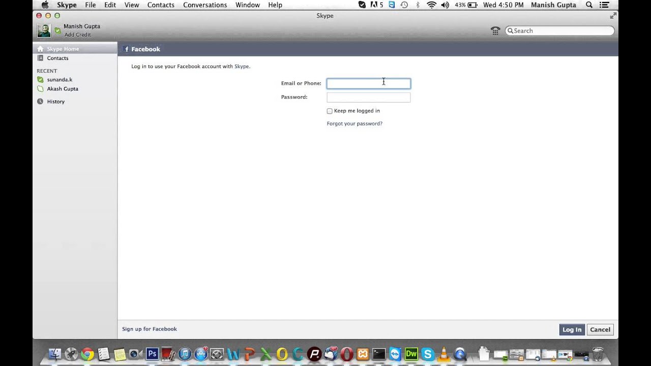 How to connect Facebook Account to Skype ?