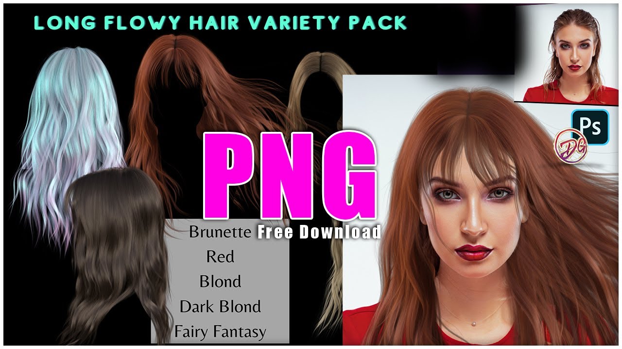 Long Flowy Hair PNG Pack | DG Photoshop