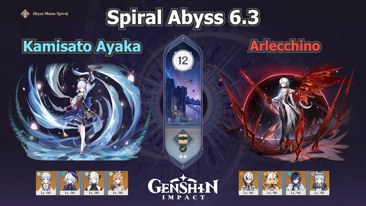 Spiral Abyss 6.3 Floor 12 ( 9⭐) | C2 Kamisato Ayaka Freeze & C1 Arlecchino Vapover Charged | Genshin