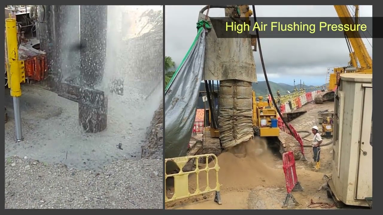 Unduly high air pressure flushing action causing overbreak