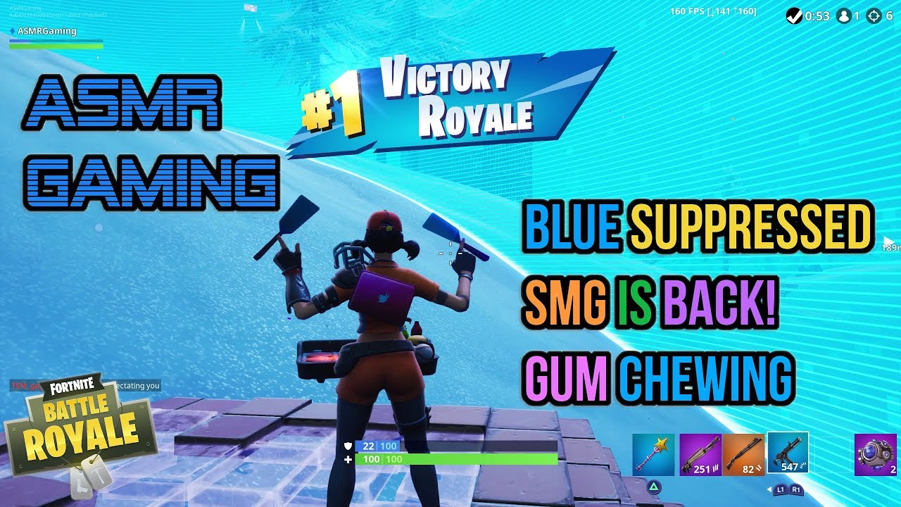 ASMR Gaming | Fortnite Blue Suppressed SMG Returns! Gum Chewing 🎮🎧Controller Sounds + Whispering😴💤