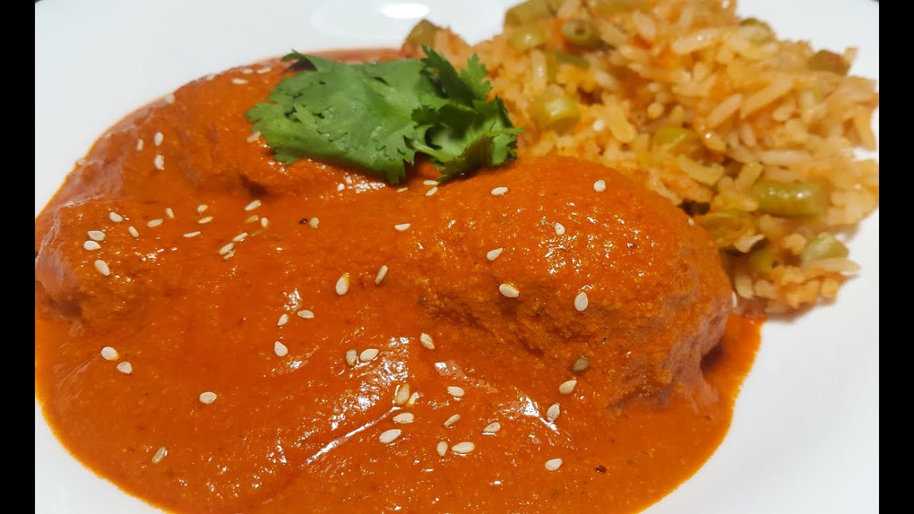 Pollo en pipian rojo| Cocinando con angel