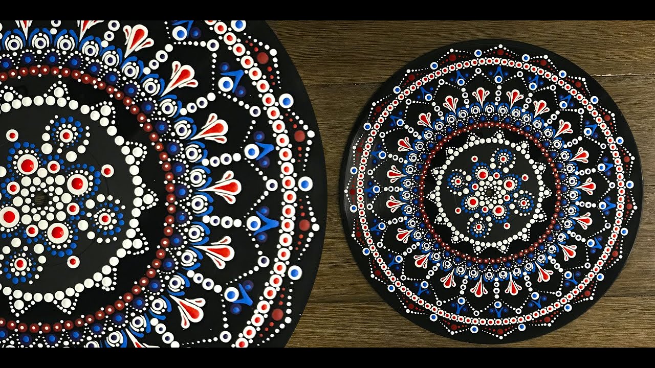 How to Paint a Record Album Dot Mandala - Repurpose - 4th of July - 364