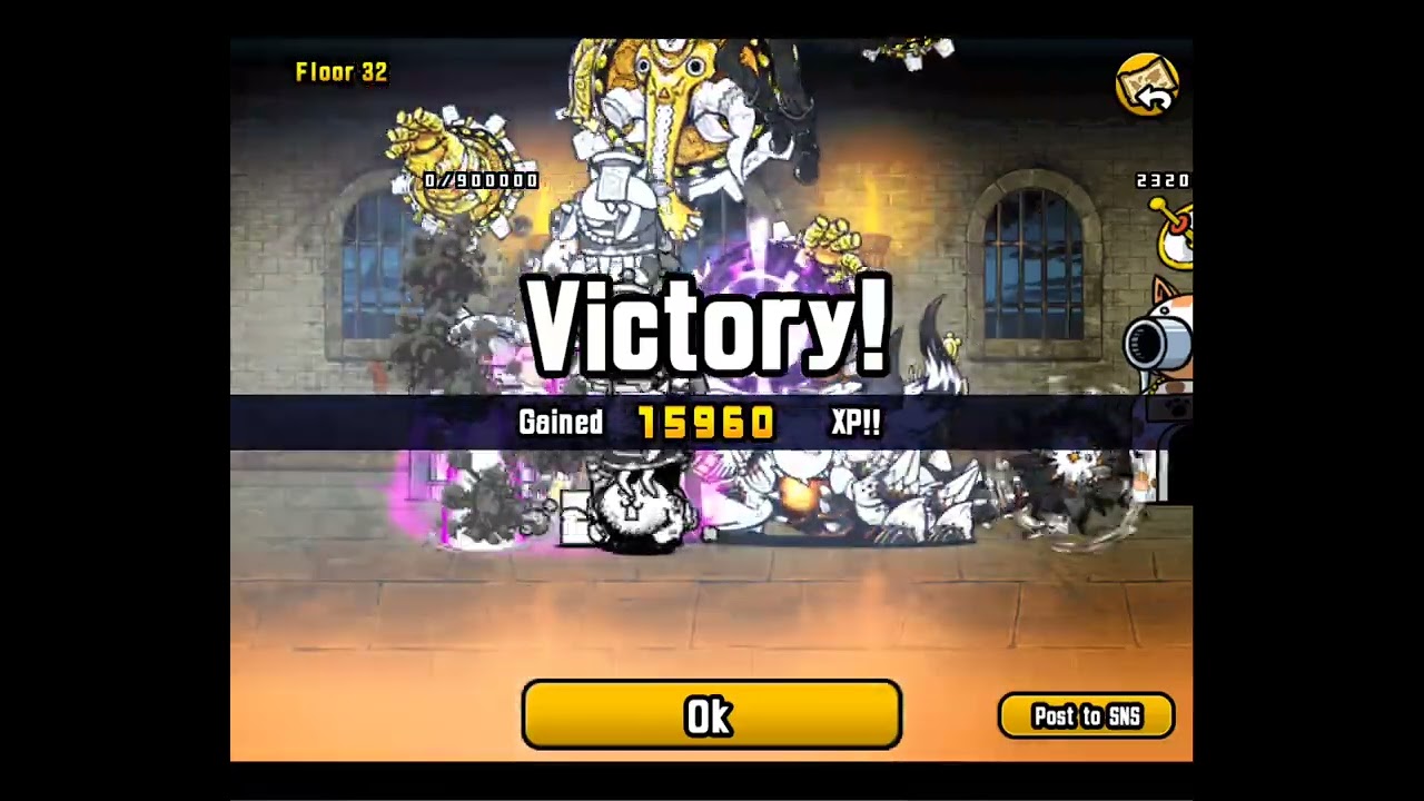 Battle Cats! Heavenly Tower Level 32..... Crazed Tank Cat ousted ❤️❤️❤️