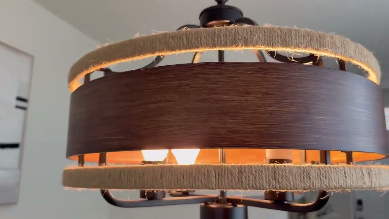 Farmhouse Boho Chandelier, 20' Wood Texture Woven Rattan Pendant Light, Well made, perfect for space