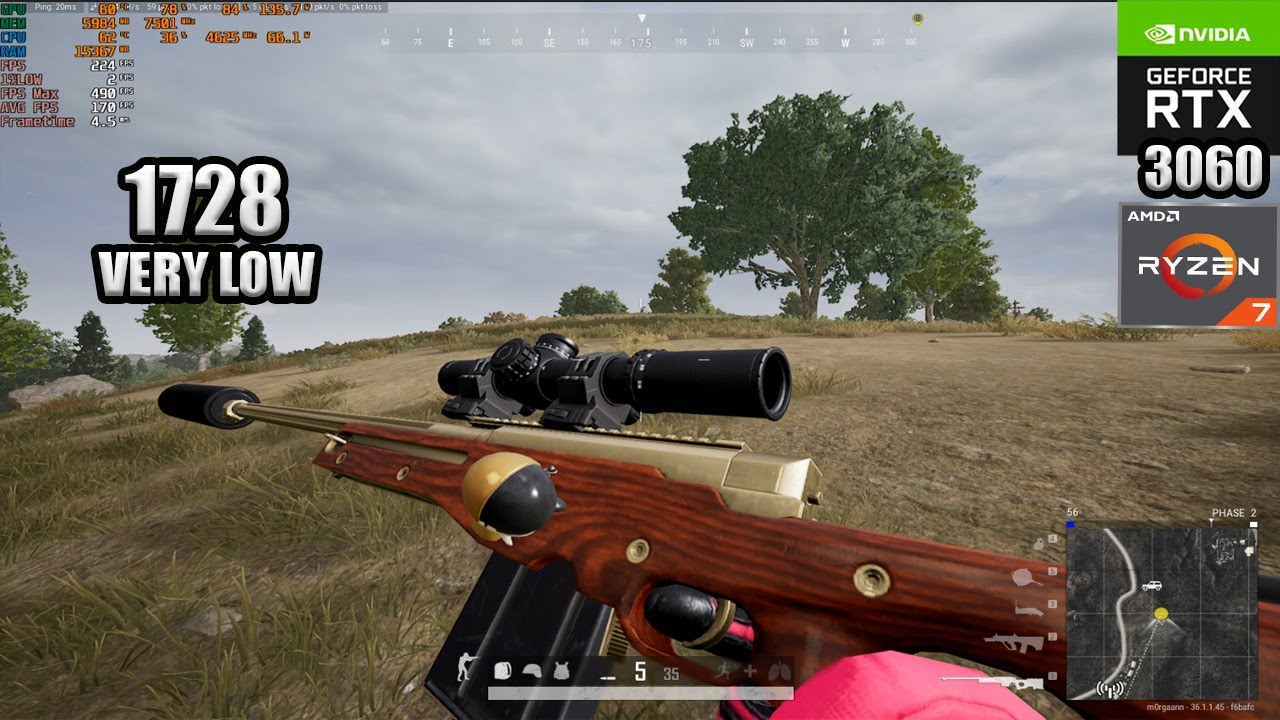 PUBG : RTX 3060 12 GB + Ryzen 7 5700X + 32GB RAM : 1728x1080p