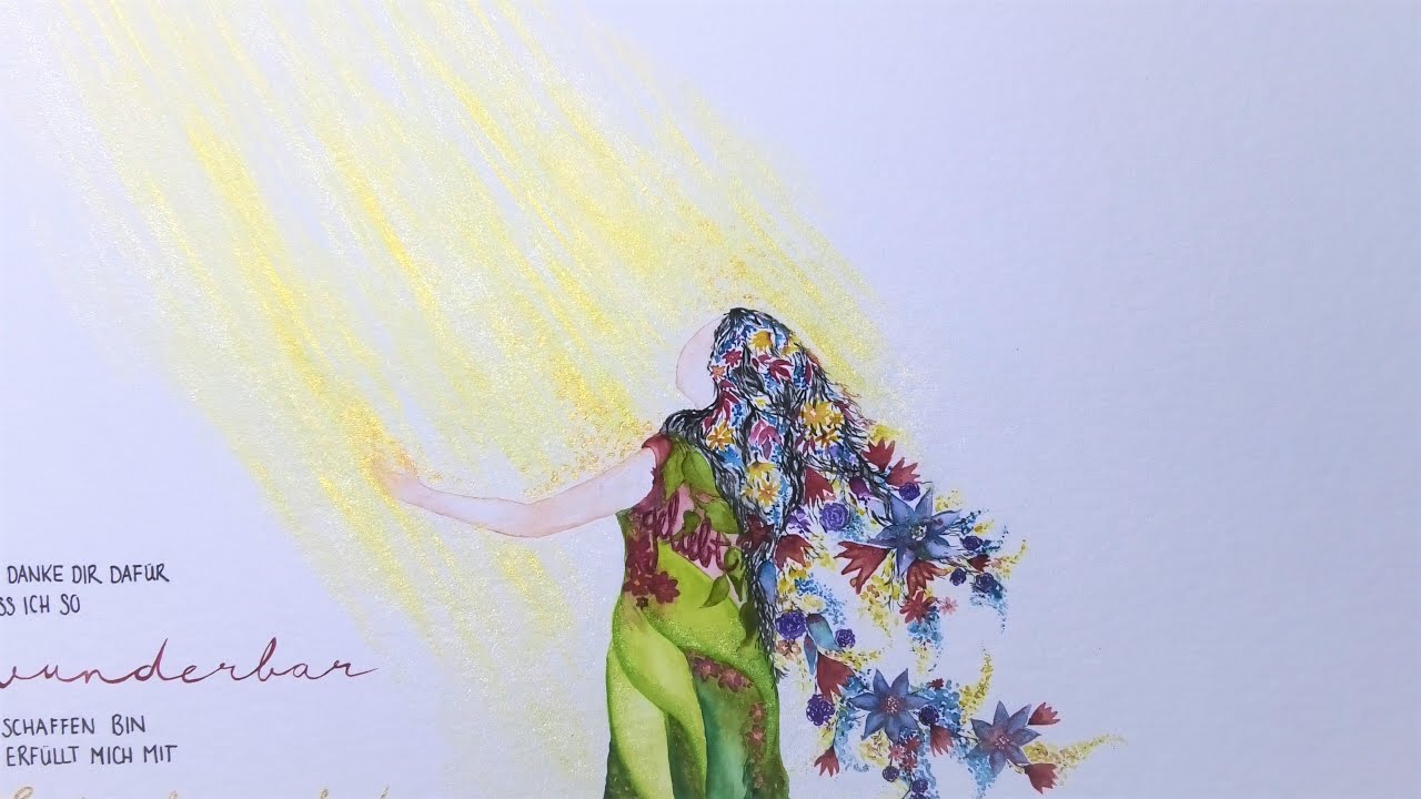 Prophetic Art, Psalm 139, watercolor, anointing painting /prohetische Kunst, Aquarell, Blumenm&auml;dchen