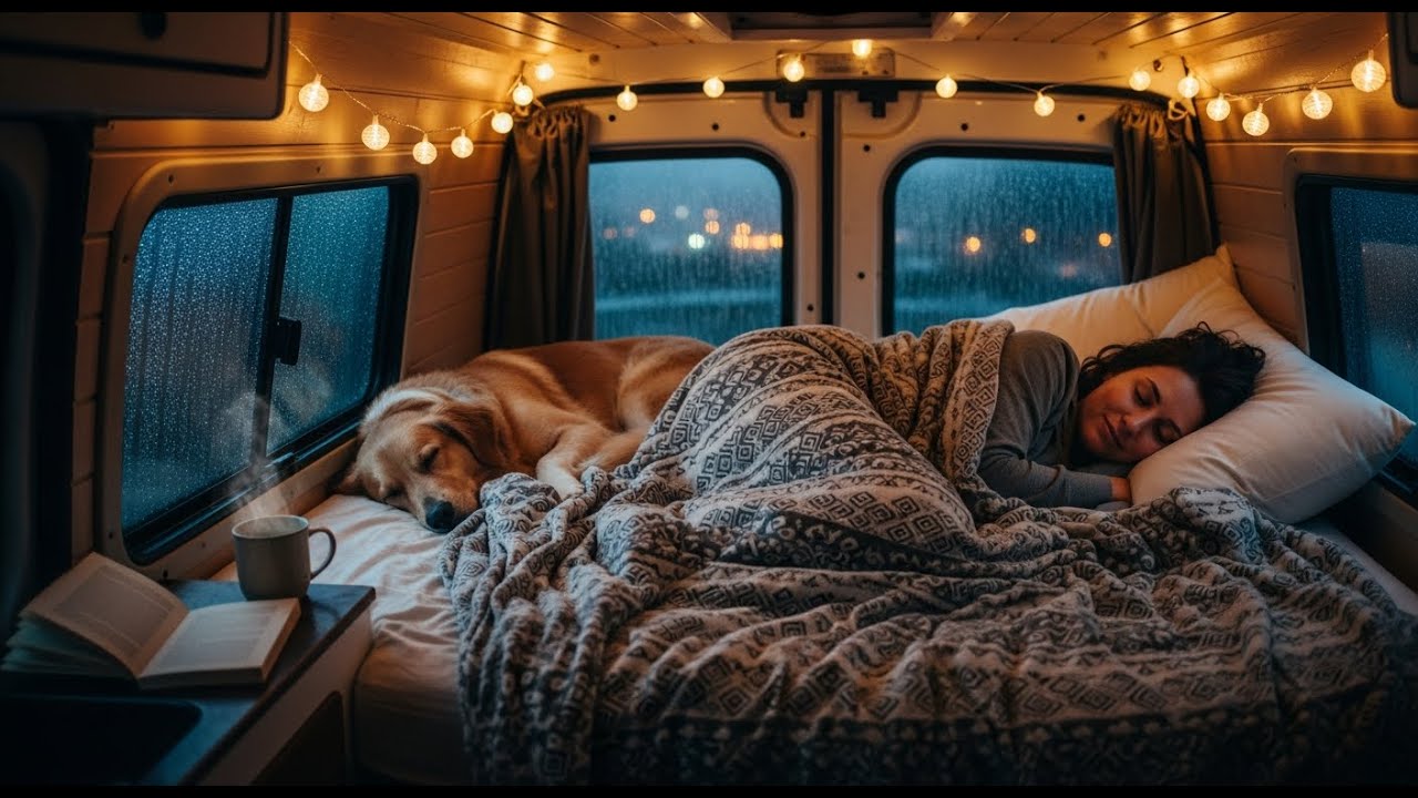 Vanlife Rain Sounds for Sleeping &mdash; Cozy Night with Dog | Relaxation & Stress Relief