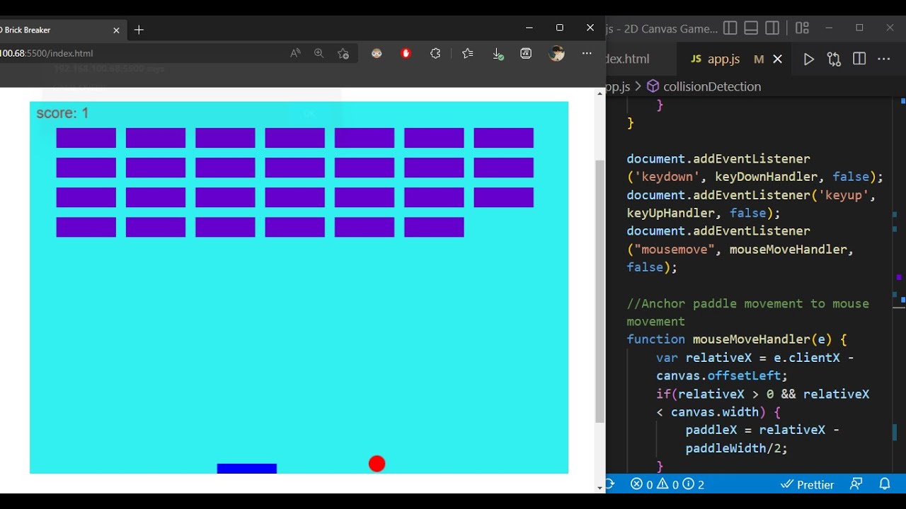 Brick Breaking Game | | JavaScript project 19 #javascript #html #css