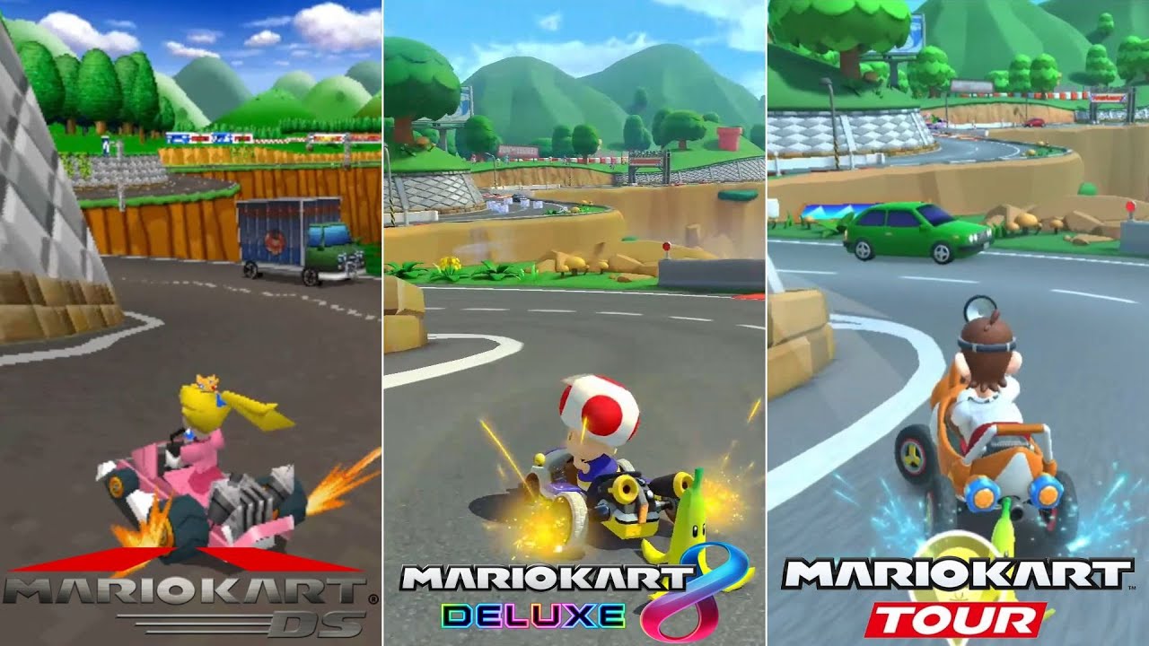 Evolution Of DS Shroom Ridge Course In Mario Kart Series [2005-2023]