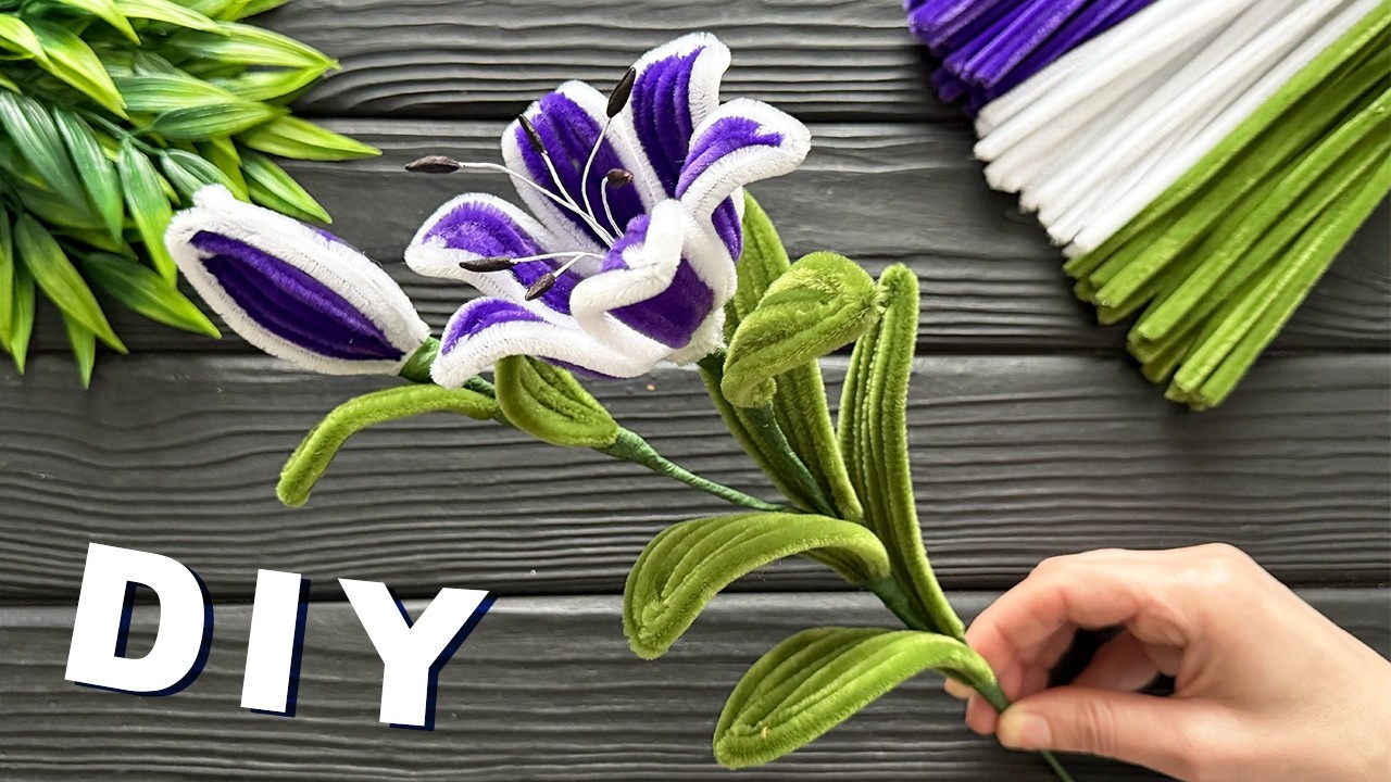 DIY Pipe Cleaner Crafts How to Make Easy Lily from Chenille Stems Pipe Cleaner Flower