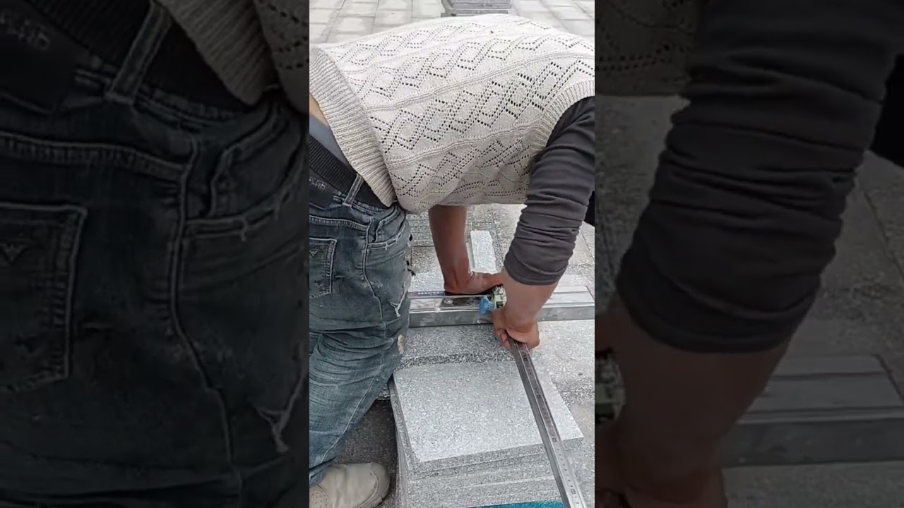 cutting a stone using a special tool to a certain size slowly