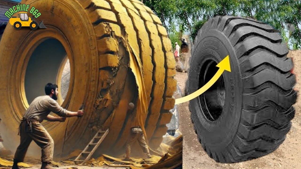 Caterpillar Monster Tire Repairing || Repairing A Huge Old Tire Sidewall || Tire Repair
