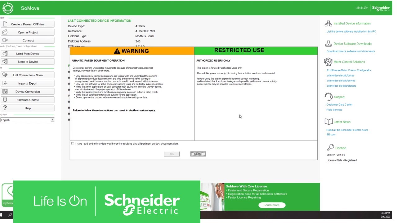 Download and Upload Configuration to Drive Using SoMove | Schneider Electric