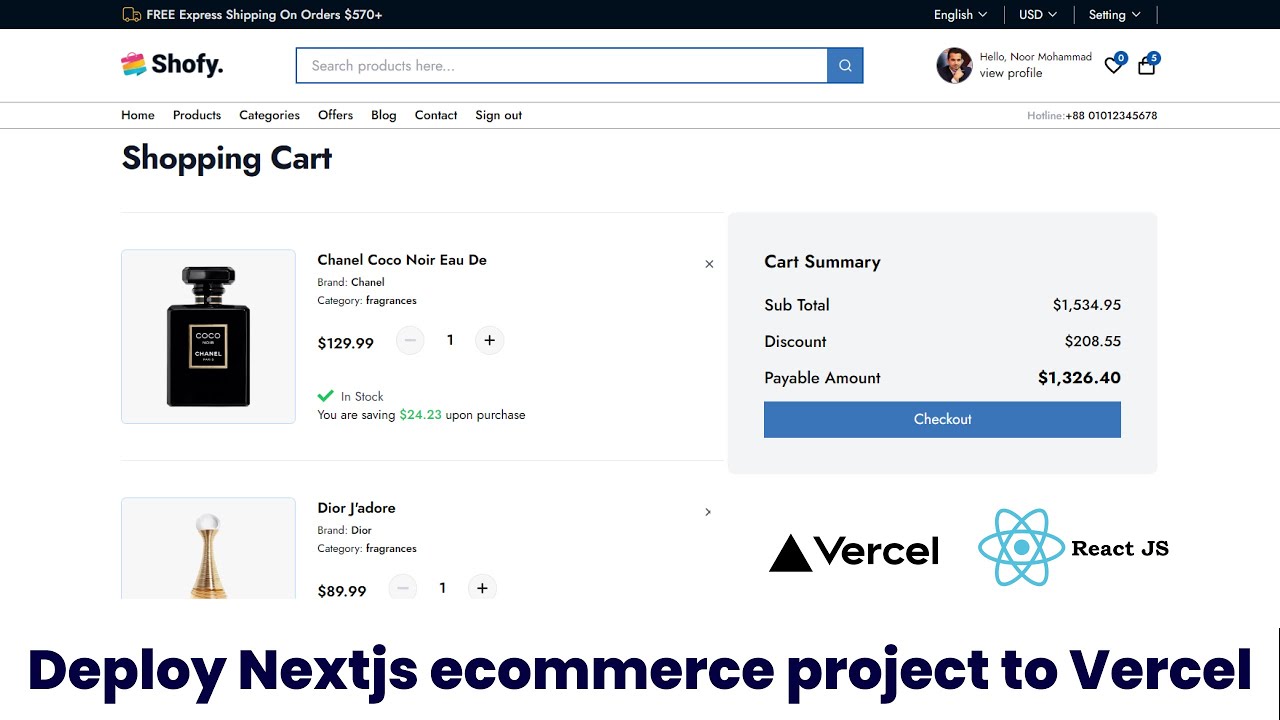 Как развернуть проект сайта электронной коммерции Nextjs в Верселе