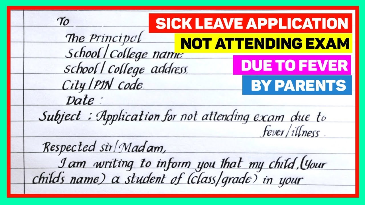 Application for not attending exam due to fever by parents ||  Sick leave application by parents