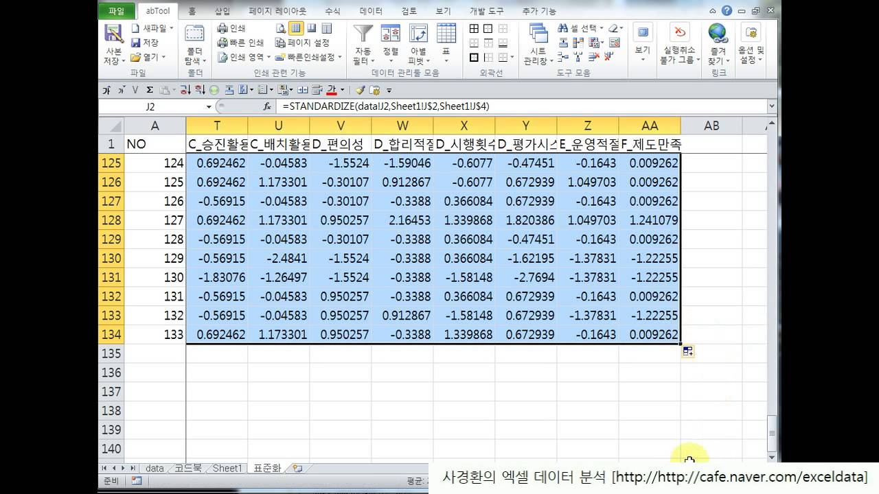 2015 11 01 사경환 표준화회귀분석 가중치산출