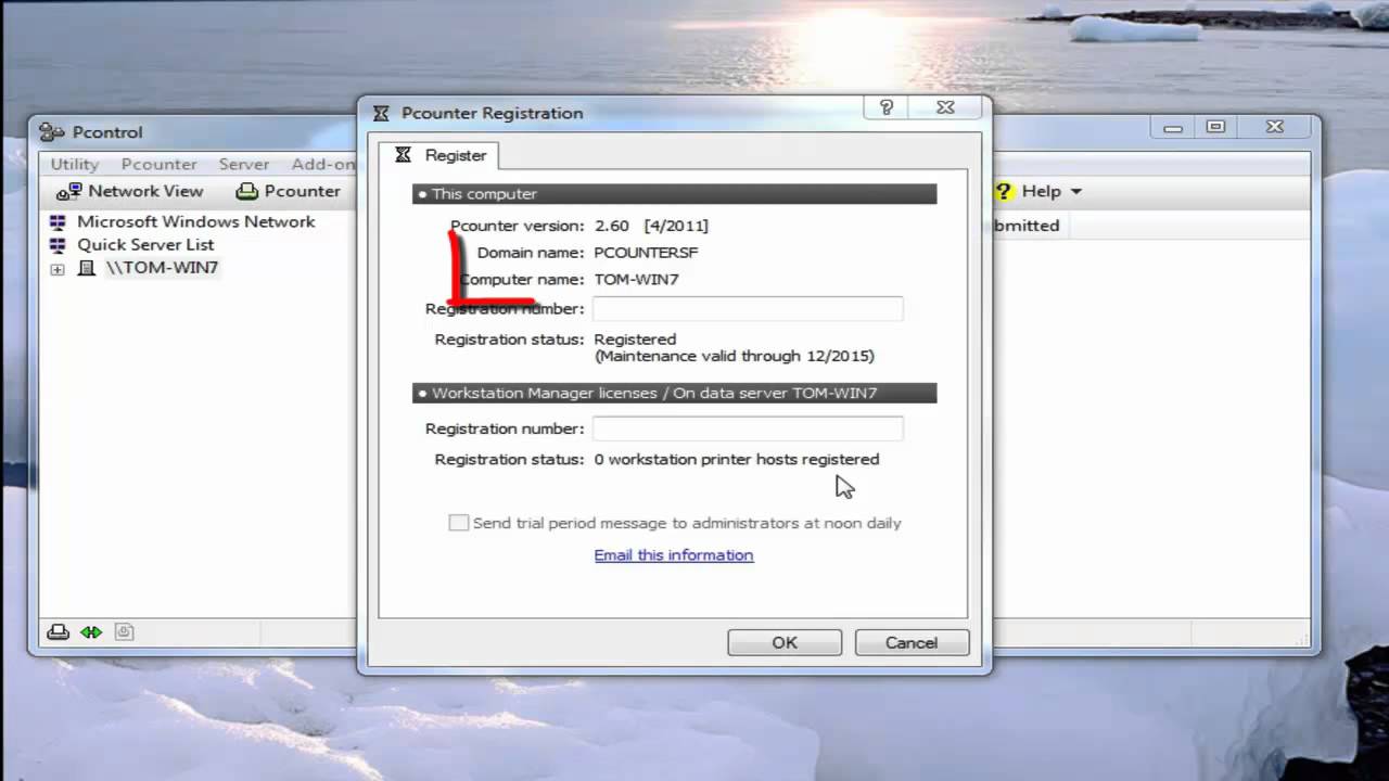How to view and update Pcounter registration and license info